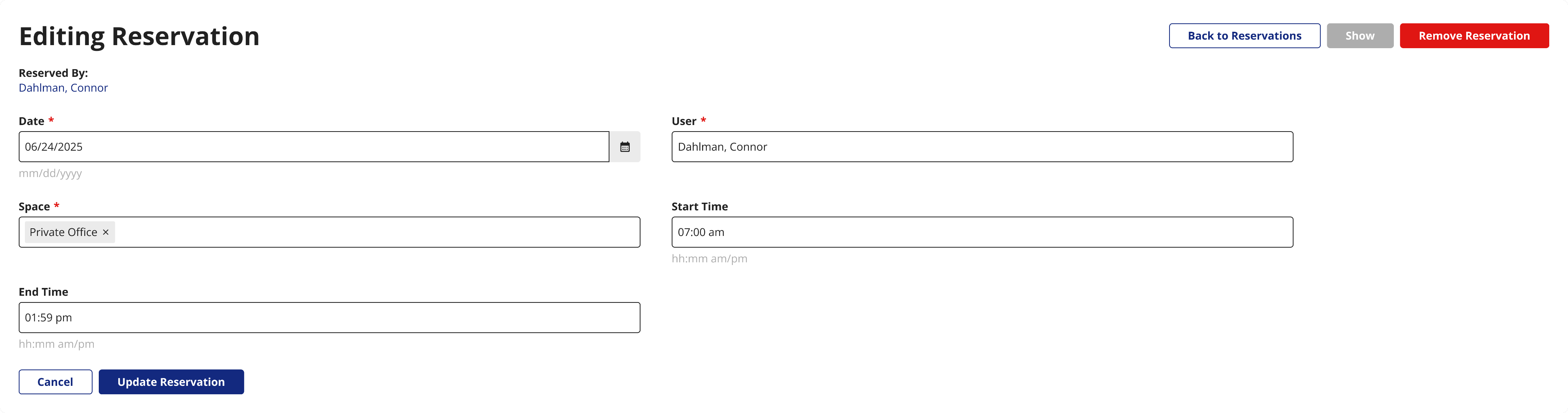 Old form with wide fields laid out horizontally